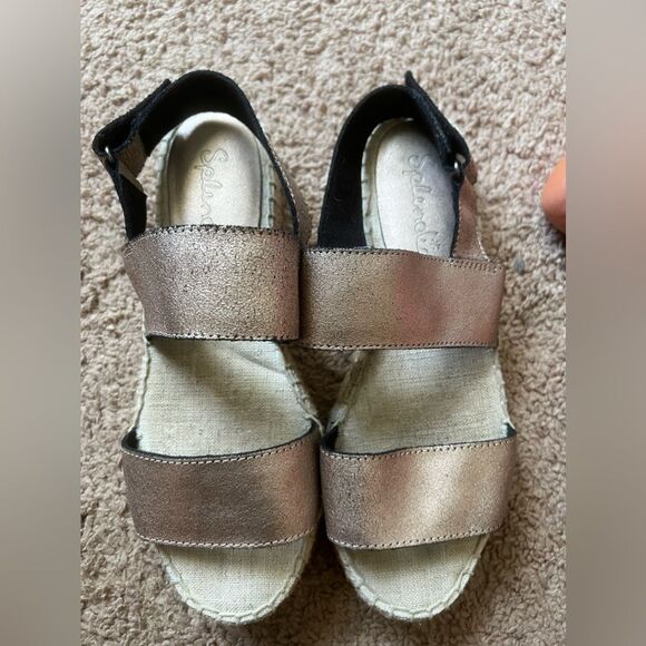 Splendid Aubrey Metallic Leather Espadrille Flatform Slingback Sandals size 8 - Picture 8 of 13